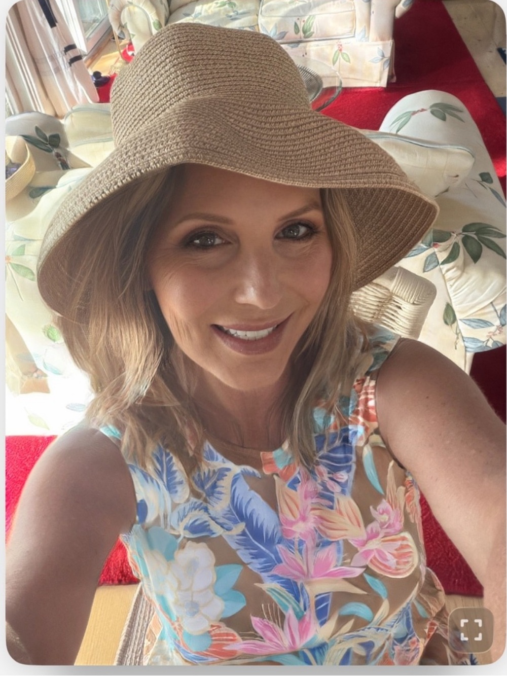 Source Unknown Neutral Beige Wide-Brim Straw Sun Hat